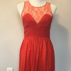 EUC SANDRO Coral Red Dress  Lace Dress SZ 1